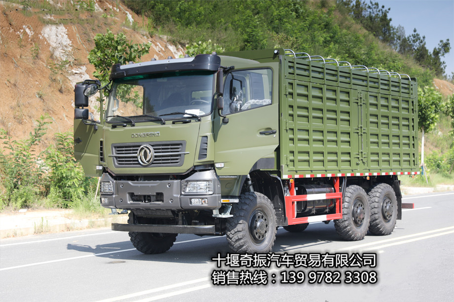大力神六驅單胎高欄越野運輸貨車--東風340馬力六驅6x6倉欄運輸車